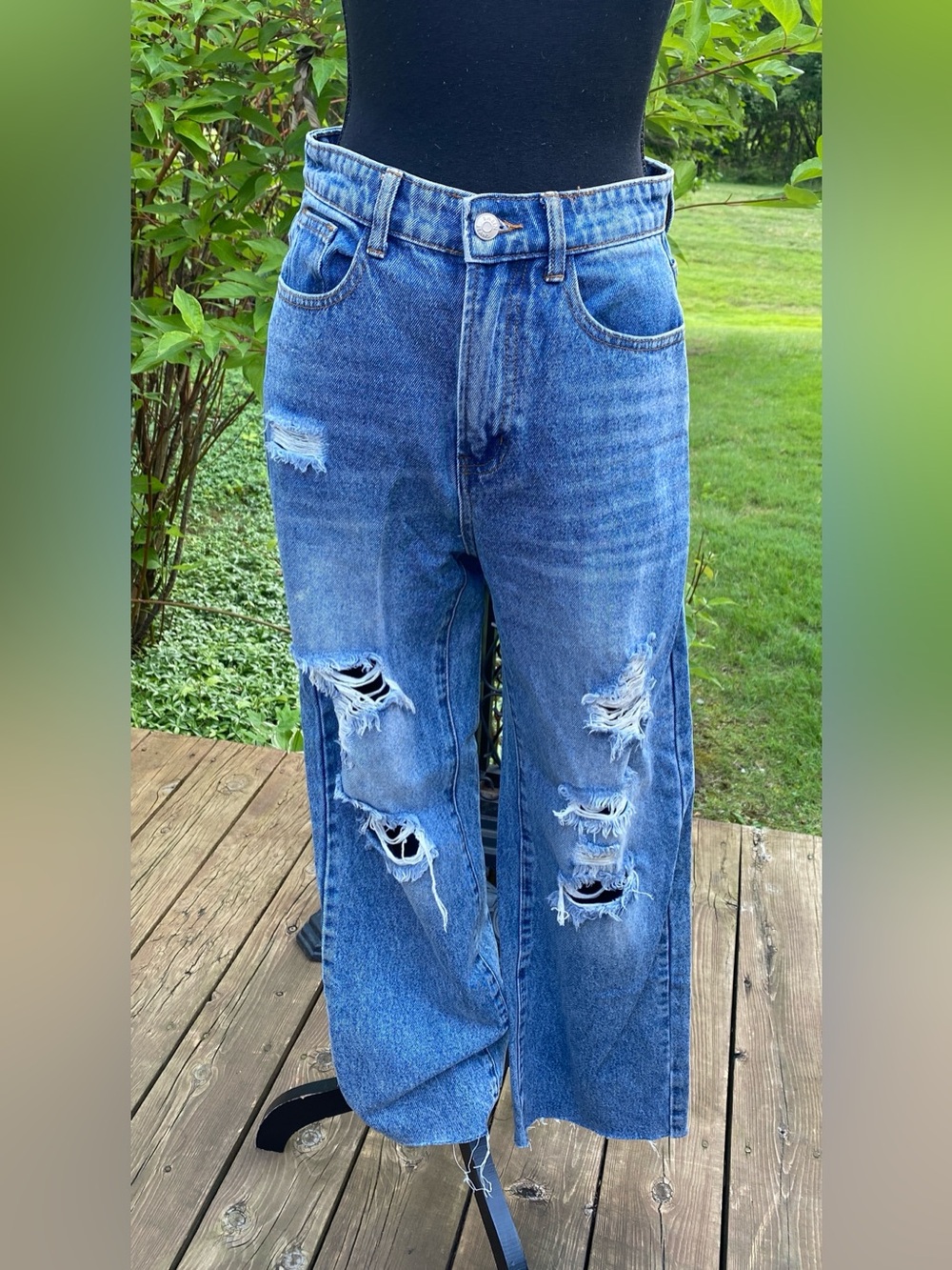 SHEIN Blue Denim Jeans with Light Blue Lining